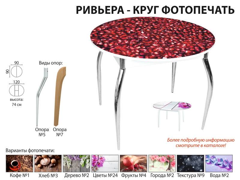 стол обеденный ривьера круг фотопечать в Йошкар-Оле