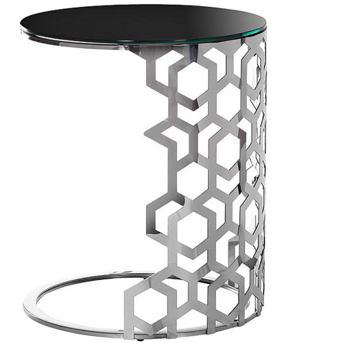стол приставной silver circle 50x50х60 черный, серебро в Йошкар-Оле