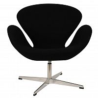 кресло arne jacobsen style swan chair черная шерсть в Йошкар-Оле