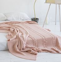 комплект плед с косами (180*220) и 2 наволочки (50*50) св. персик в Йошкар-Оле