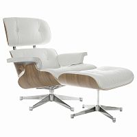 кресло eames style lounge chair & ottoman белое в Йошкар-Оле