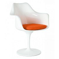 кресло tulip armchair бело-оранжевое шерсть в Йошкар-Оле