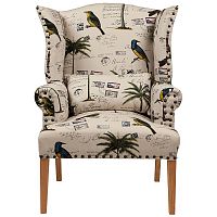 кресло мягкое с ушами quinn tufted armchair бежевое с рисунком в Йошкар-Оле