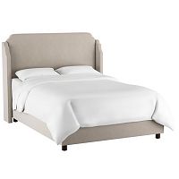 кровать двуспальная с мягкой спинкой 180х200 серая aurora wingback light gray в Йошкар-Оле